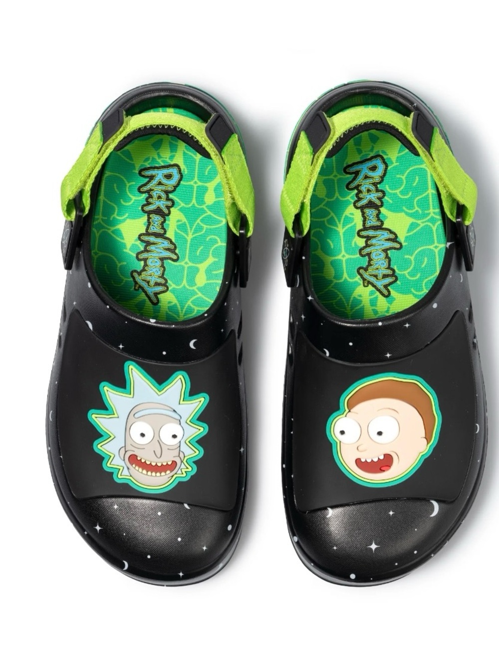 Ground Up Rick and Morty Men’s Clogs Size 13 Black Green NWT